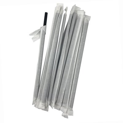 Трубочка в инд упаковке 8х240мм ЧЁРНАЯ (250шт) (16уп/кор)