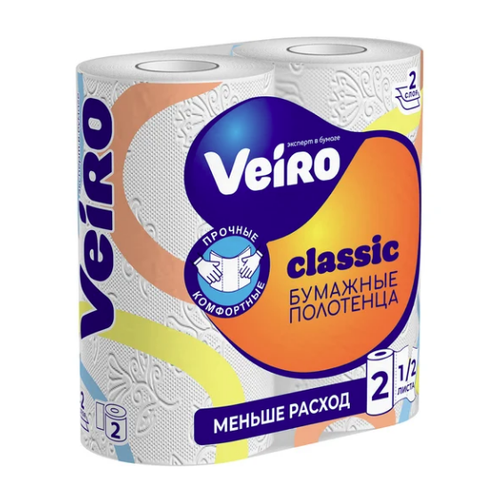 Полотенце Veiro Classic 2-сл 2рул/упак (12упак)