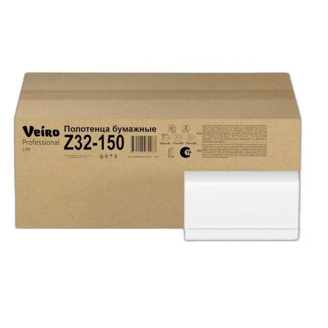 Полотенца Veiro Professional Lite Z-сложения 2-сл. 150л/упак (21) Z32-150