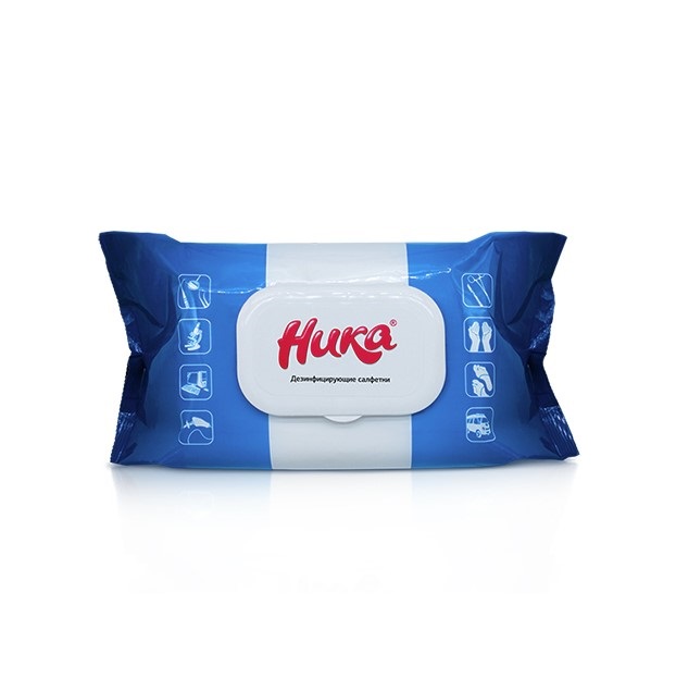 Салфетки диезинфецирующие "НИКА" упаковка fiow-pack 150*180мм 120шт/упак (12)
