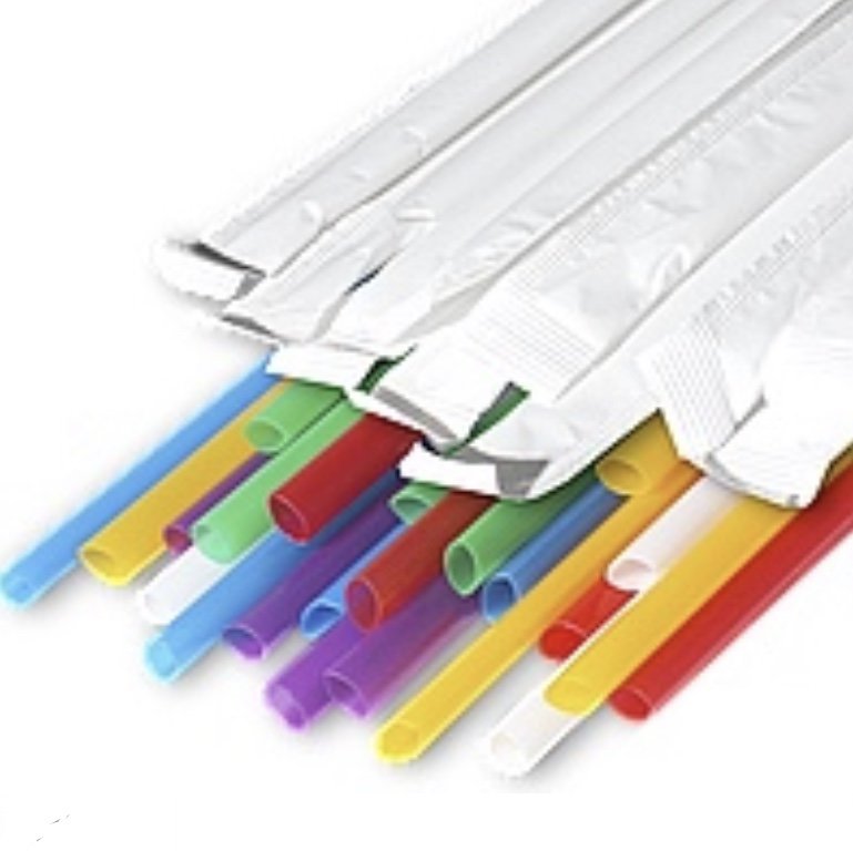 Трубочка в инд упаковке 7х210мм ЦВЕТНАЯ (250шт) (20уп/кор)