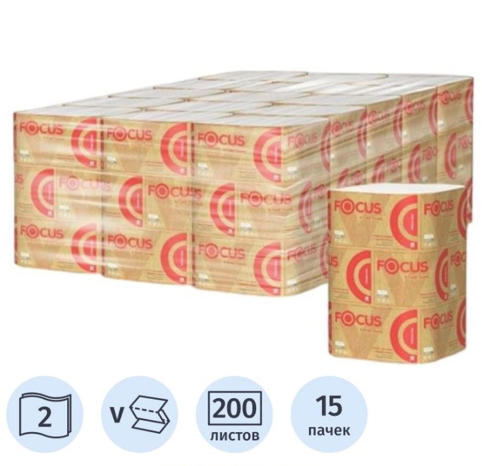 Полотенца Focus Premium H-3 V-сложен. 2сл 200шт/уп (15) 5083739