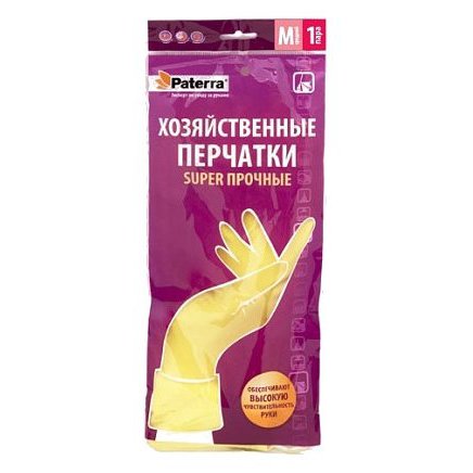 Перчатки резиновые SUPER прочные PATERRA  М (12/120) 402-394